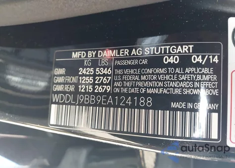 2014 Mercedes-Benz Cls 550 4Matic z USA, uszkodzony, nr VIN WDDLJ9BB9EA124188